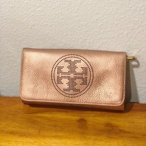 Tory Burch Perforated Logo Rose Gold Crossbody